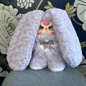 Plush Purple Baby Three 400% Bunny with butterfly glitter eyes RARE